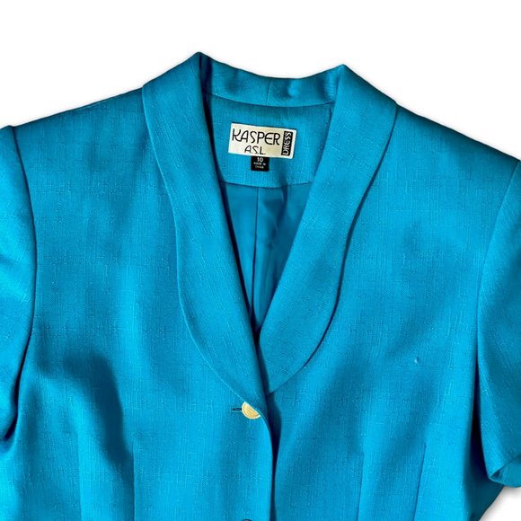 Vintage 90s Kasper ASL Blue Blazer Short Sleeve Mini Dress - Picture 3 of 8